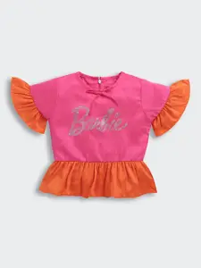 Tiny Girl Brand Logo Flutter Sleeve Crop Top
