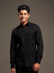 HE SPOKE Embroidered Cotton Twill Party Shirt