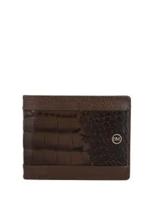 Da Milano Men Animal Textured Leather Two Fold Wallet