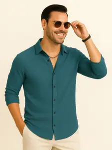 IKON FASHION Textured Spread Collar Long Sleeves Original Casual Shirt