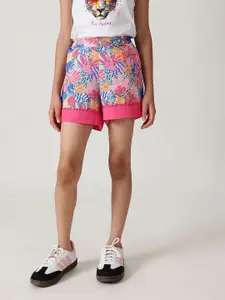 One Friday Girls Floral Printed Slip On Chino Mid-Rise Shorts