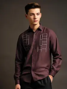 HE SPOKE Embroidered Cotton Twill Smart Casual Shirt