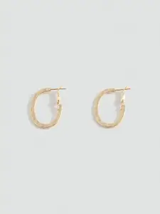 MANGO Enameled Oval-Shaped Hoop Earrings
