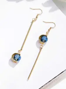 SALTY Pack of 2 Women Double C Shape Asymmetric Blue Stone Grey Stone Drop Earrings