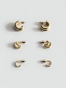 MANGO Women Set Of 3 Contemporary Half Hoop Earrings
