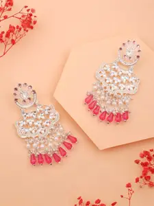 Sangria Silver-Plated Pearls Beaded Contemporary  Drop Earrings