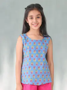 Sangria Girl Floral Printed Pure Cotton Sleeveless Top