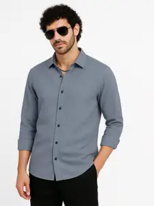 IKON FASHION Men Original Spread Collar Textured Casual Shirt