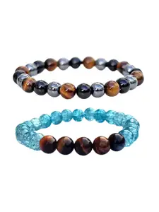 Sukhad Black Onyx Tigers Eye & Hematite Beaded Bracelet