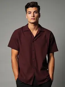 HE SPOKE Solid Cotton Twill Casual Shirt