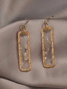 SALTY Pack of 2 Women Resin Long Bar Acrylic Dainty Gold Bling Drop Earrings