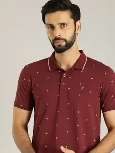 Indian Terrain Men Geometric Printed Polo Collar T-shirt