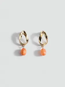 MANGO Contemporary Circular Design Beaded Drop Earrings