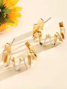 SALTY Pack of 2 Women Playful White Luxury Gold Earring