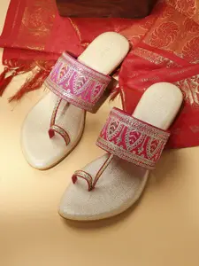 V-WALK Women Ethnic Embroidered One Toe Flats