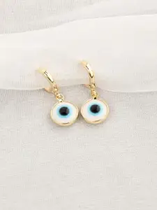SALTY Pack of 2 Women Evil Eyes Gold Brim Wind Drop Earrings - Light Blue
