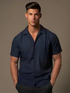 HE SPOKE Solid Cotton Twill Casual Shirt