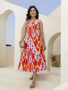 Nayo Abstract Printed A-Line Midi Dress