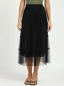 Global Republic Pleated A-Line Midi Skirt