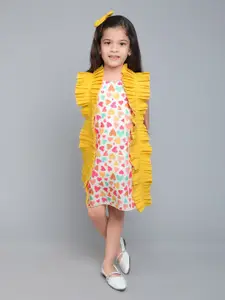 Pink Chick Girls Printed Ruffled Cotton A-Line Dress