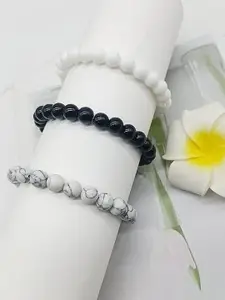 Sukhad Black And White Charm Bracelet Set Of 3