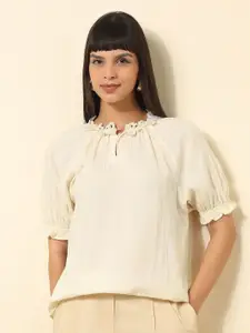 U.S. Polo Assn. Women Puff Sleeve Cotton Top