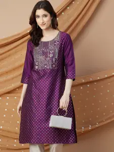 Melange by Lifestyle Woven Design Round Neck Kurta