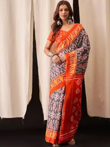 Anouk Ethnic Motifs Printed Pure Cotton Ikat Saree