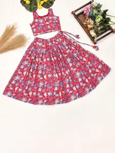 BAESD Girls Floral Printed Ready To Wear Lehenga With Blouse & Dupatta