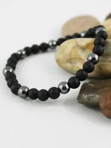 Sukhad Hematite & Onyx Beaded Elasticated Bracelet