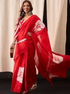 Anouk Floral Pure Cotton Block Print Saree