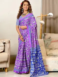 Anouk Floral Printed Pure Cotton Block Print Saree