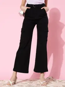 BAESD Women Wide Leg High Rise Clean Look Stretchable Jeans