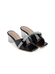 DressBerry Block Heel Embellished Sandals