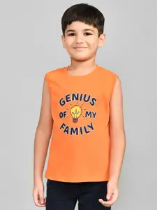 Lux Cozi Boys Printed Round Neck Sleeveless Pure Cotton T-shirt With Shorts