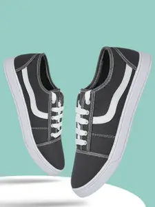 Spotwalk Men Striped Round Toe Lace Ups Casual Shoes