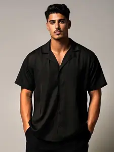 HE SPOKE Solid Cotton Twill Casual Shirt