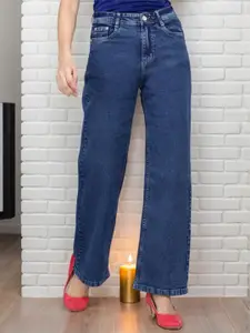 DressBerry Women Wide Leg High-Rise Light Fade Stretchable Jeans