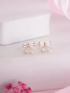 Jazz and Sizzle Rose Gold-Plated American Diamond Contemporary Studs Earrings