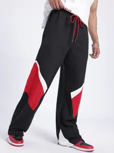 glitchez Men Colourblocked Baggy Track Pants