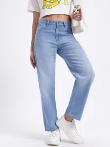 glitchez Women Light Fade Cropped Straight Fit Jeans