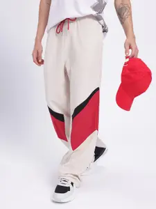 glitchez Men Colourblock Drip Baggy Track Pants