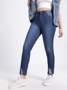 glitchez Women Mom Fit High-Rise Light Fade Ripped Jeans