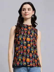 Anouk Rustic Quirky Printed Round Neck Sleeveless Straight Kurti