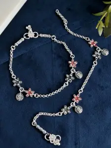 Sangria Silver-Plated Artificial Stones Anklet