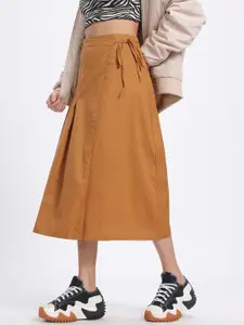 glitchez Pure Cotton Midi Wrap Skirt with Tie-Ups