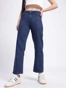glitchez Women Mid-Rise Cropped Straight Fit Jeans