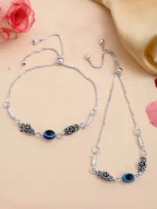 Sangria Silver-Plated Artificial Beads Anklet