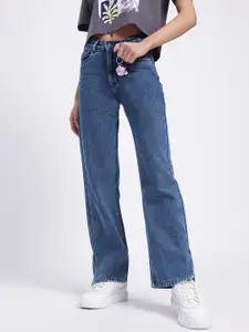 glitchez Women Mid-Rise Light Fade Straight Fit Jeans