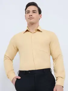 Raymond Structure Patterned Printed Pure Cotton Cutaway Collar Formal Shirt